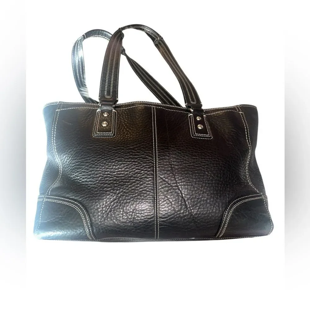 Coach Black Pebble Leather Tote Bag